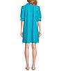 Color:Aqua - Image 2 - Emerson Jude Cloth Knit Point Collar Puffed Sleeve Shift Dress