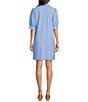 Color:Bluebell - Image 2 - Emerson Jude Cloth Knit Point Collar Puffed Sleeve Shift Dress