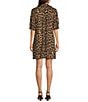 Jude Connally Emerson Large Leopard Print Jude Cloth Knit Point Collar Puffed Sleeve Shift Dress, Color:Large Leopard Brown Camel - Image 2