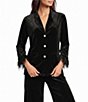 Jude Connally Essie Stretch Velvet Notch Lapel Collar Long Sleeve Button-Front Blazer - Image 1