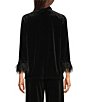 Jude Connally Essie Stretch Velvet Notch Lapel Collar Long Sleeve Button-Front Blazer - Image 2