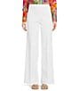 Color:White - Image 1 - Felicia Cotton Stretch Sateen Wide-Leg Pull-On Pants