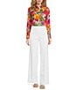 Color:White - Image 3 - Felicia Cotton Stretch Sateen Wide-Leg Pull-On Pants