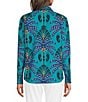 Jude Connally Francine Decorative Frond Peacock Print Point Collar Long Sleeve Top - Image 2