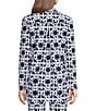 Jude Connally Hadley Bamboo Rattan Print Jude Cloth Knit Point Collar Long Split Roll Cuff Sleeve Coordinating Tunic, Color:Bamboo Rattan Navy White - Image 2
