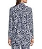 Color:Blooms Navy - Image 2 - Hadley Blooms Navy Print Jude Cloth Knit Point Collar Long Split Roll Cuff Sleeve Coordinating Tunic