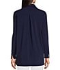 Color:Navy - Image 2 - Hadley Long Roll-Tab Sleeve Point Collar High-Low Tunic