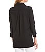 Color:Black - Image 2 - Hadley 3/4 Roll-Tab Sleeve Point Collar High-Low Tunic