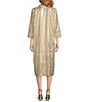 Jude Connally Kallan Cotton Voile Gold Foil Medallion Print Point Collar Shift Midi Dress, Color:Gold Foil Medallion - Image 2