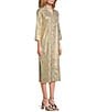 Jude Connally Kallan Cotton Voile Gold Foil Medallion Print Point Collar Shift Midi Dress, Color:Gold Foil Medallion - Image 3