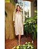 Jude Connally Kallan Cotton Voile Gold Foil Medallion Print Point Collar Shift Midi Dress, Color:Gold Foil Medallion - Image 6