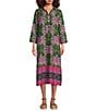 Jude Connally Kallan Decorative Frond Print Point Collar Shift Midi Dress, Color:Decorative Frond Army - Image 1