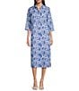 Jude Connally Kallan Sapphire Garden Print Point Collar Shift Midi Dress, Color:Sapphire Garden White - Image 1