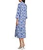 Jude Connally Kallan Sapphire Garden Print Point Collar Shift Midi Dress, Color:Sapphire Garden White - Image 4