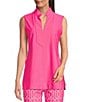 Color:Spring Pink - Image 1 - Keira Mock V-Neck Sleeveless Jude Cloth Knit Top