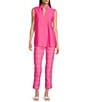 Color:Spring Pink - Image 5 - Keira Mock V-Neck Sleeveless Jude Cloth Knit Top