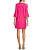 Color:Garden Gate Spring Pink - Image 2 - Kerry Jacquard Grand Links Split V-Neck 3/4 Sleeve Shift Dress