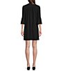Color:Black - Image 2 - Kerry Stretch Knit Split V-Neck 3/4 Bell Sleeve Dress