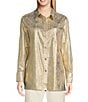 Jude Connally Kimber Gold Foil Medallion Print Point Collar Long Sleeve Button Front Shirt, Color:Gold Foil Medallion - Image 1