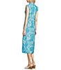 Color:Enchanted Sea Aqua - Image 4 - Kristen Knit Enchanted Sea Aqua Print Split V-Neck Sleeveless A-Line Midi Dress