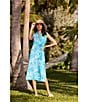 Color:Enchanted Sea Aqua - Image 6 - Kristen Knit Enchanted Sea Aqua Print Split V-Neck Sleeveless A-Line Midi Dress