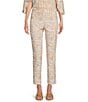 Color:Painted Tile Sand - Image 1 - Lucia Garden Gate Iris Print Jude Cloth Stretch Knit Pull-On Coordinating Cropped Pants