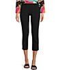 Color:Black - Image 1 - Lucia Jude Cloth Stretch Knit Pull-On Cropped Pants
