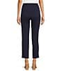 Color:Dark Navy - Image 2 - Lucia Ponte Knit Elastic Waistband Straight Pull-On Ankle Pants