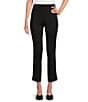 Color:Black - Image 1 - Lucia Ponte Knit Elastic Waistband Straight Pull-On Ankle Pants