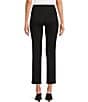 Color:Black - Image 2 - Lucia Ponte Knit Elastic Waistband Straight Pull-On Ankle Pants