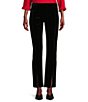 Jude Connally Martina Stretch Velvet Wide Leg Split Front Hem Pull-On Pants, Color:Black - Image 1