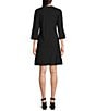 Color:Black - Image 2 - Megan Side Slit Short Sleeve Split Round Neck Shift Dress