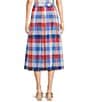 Jude Connally Meredith Montauk Plaid Linen Blend A-Line Coordinating Midi Skirt, Color:Montauk Plaid - Image 2