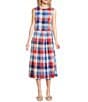 Jude Connally Meredith Montauk Plaid Linen Blend A-Line Coordinating Midi Skirt, Color:Montauk Plaid - Image 3