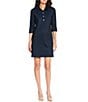 Jude Connally Midge Denim Point Collar Long Split Sleeve Dress, Color:Navy - Image 3