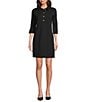 Jude Connally Midge Ponte Button Front Point Collar Long Sleeve Dress, Color:Black Gold - Image 1