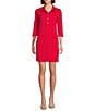 Jude Connally Midge Ponte Button Front Point Collar Long Sleeve Dress, Color:Red Gold - Image 1