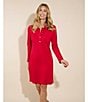 Jude Connally Midge Ponte Button Front Point Collar Long Sleeve Dress, Color:Red Gold - Image 6
