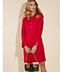 Jude Connally Midge Ponte Button Front Point Collar Long Sleeve Dress, Color:Red Gold - Image 7