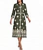 Jude Connally Minna Cotton Voile Gilded Shell Print Point Collar 3/4 Sleeve Midi Dress - Image 1