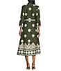 Jude Connally Minna Cotton Voile Gilded Shell Print Point Collar 3/4 Sleeve Midi Dress - Image 2