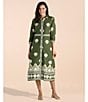 Jude Connally Minna Cotton Voile Gilded Shell Print Point Collar 3/4 Sleeve Midi Dress - Image 4