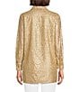 Jude Connally Mitzi Metallic Flocked Cheetah Print Lace Point Collar Long Sleeve Top, Color:Gold Cheetah - Image 2