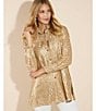 Jude Connally Mitzi Metallic Flocked Cheetah Print Lace Point Collar Long Sleeve Top, Color:Gold Cheetah - Image 6