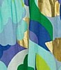 Color:Abstract Moma Iris - Image 3 - Monaco Cotton Voile Abstract Print V-Neck Ruffle Trim Long Sleeve Midi Dress