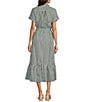 Jude Connally Pippa Stripe Print Point Collar Short Sleeve Midi Dress, Color:Cotton Stripe Eden - Image 2