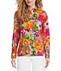 Color:Grand Garden Spring Pink - Image 1 - Pru Cotton Voile Grand Garden Spring Pink Print Point Collar Long Sleeve Shirt