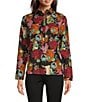 Color:Coral Reef Cocoa/Gold - Image 1 - Pru Cotton Voile Sea Coral Reef Print Point Collar Long Sleeve Shirt