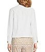 Color:White - Image 2 - Raleigh Cotton Sateen Crew Neck Long Sleeve Button-Front Jacket