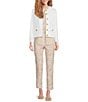 Color:White - Image 3 - Raleigh Cotton Sateen Crew Neck Long Sleeve Button-Front Jacket